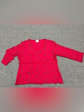 next Red Embroidered V-Neck Top